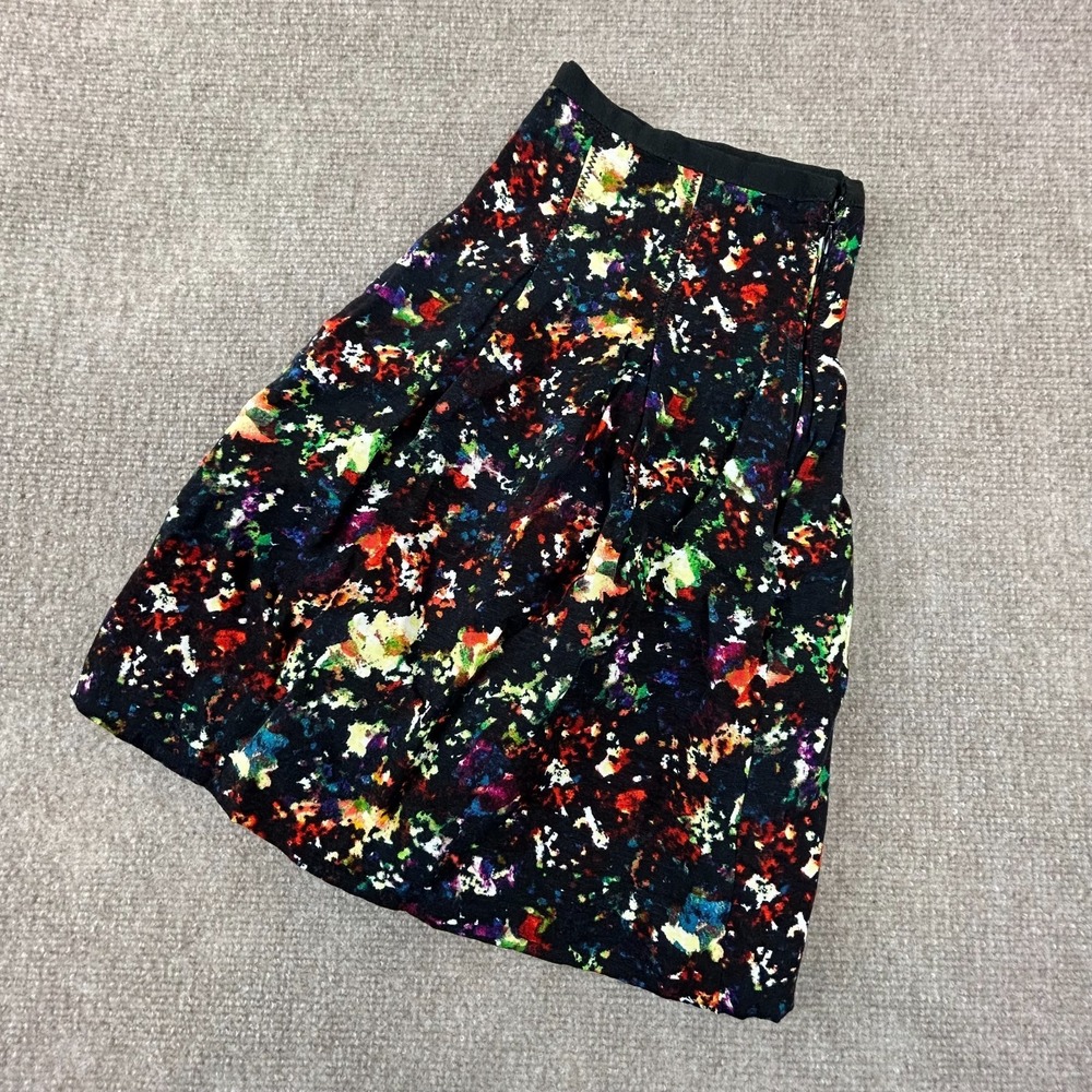 GAP Confetti Pleat Skater Skirt Women 6 Multicolor Geometric Back Zip Minimalist